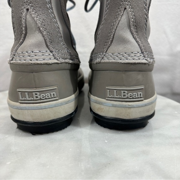 L.L. Bean lace up snow boot rain waterproof winter insulated gray blue rubber - Picture 4 of 12